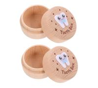 HONITANO 2pcs Wooden Tooth Keepsake Box Tooth Storage Holder Childsafe Material Minimalist Design for Boy and Girl Memory Preservation