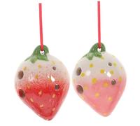 HONITANO 2sets Ocarina Shaped Like Strawberry Fruit Practice Musical Instrument for Boy Girl Beginner Wind Instrument Creative Idea Great for Learning Music at Home School