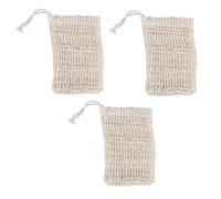 HONITANO 3 Pcs Natural Sisal Soap Saver Bags with Drawstring for Shower and Bath Quick Foaming Exfoliating Pouch with Hanging Strap Skin-friendly Net for Deep Cleaning and Random Color