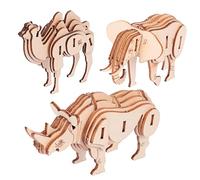HONITANO 3 Pcs Wooden Animal Puzzle DIY Model Educational Craft Kits for Creative Thinking and Manual Skill Development Smooth Polished Edges Reusable Wood