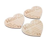 HONITANO 3 pcs Wooden Name Sign Heart Shaped Newborn Birth Announcement Plaques for Photo Props and Nursery Decor Smooth Polished Material for Decoration and Photography Embellishment