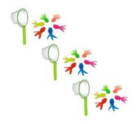 HONITANO 3 Sets Creative Cartoon Bath Funny Water Goldfish Soft Fish with Nets for Color Recognition Hand-eye Coordination Development Educational Play Random Color