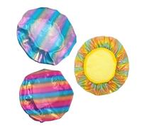 HONITANO 3pcs Adjustable Elastic Satin Sleep Caps for Household Use Wide Brim Turban Hair Bonnets in Yellow Purple Lake Blue Soft Comfortable Night Headwear for Scalp Protection and Hair