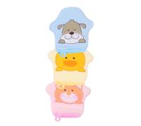 HONITANO 3pcs Cartoon Bath Gloves Gentle Exfoliating Shower Scrubbers for Delicate Skin Soft Texture for Massage and Skin Care Yellow Blue Pink Bath Mitts