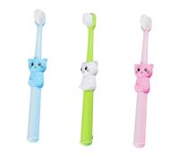 HONITANO 3pcs Cartoon Cat Toothbrush for Years Soft Bristles Deep Clean Gums Teeth Tongue Cleaner Includes Transparent Covers for Oral Care
