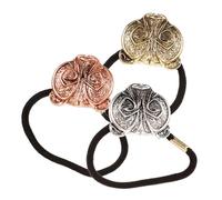HONITANO 3pcs Creative Bear Head Hair Ties for Women and Elastic Ponytail Holders with Vintage Silver Antique Copper and Rustic Colors Comfortable and Decorative Hair Accessories for Daily