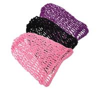HONITANO 3pcs Crochet Hair Bun Covers Stretchy Mesh Net Hair Wraps for Women Lightweight Breathable Hairnets for Sleeping Dancing in Purple