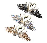 HONITANO 3pcs Crystal Swan Hair Clips Alloy Rhinestone Barrettes Elegant Vintage Bridal Hair Accessories for Women Wedding Party