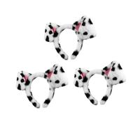 HONITANO 3pcs Dalmatian Dog Ear Headbands with Plush Fabric, Flexible and Easy to Wear Hair Accessories for Cosplay and Theatrical Performances, Realistic Spotted Puppy Ears for Adults