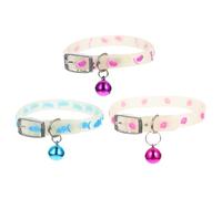 HONITANO 3Pcs Fluorescent Pet Collars for Dogs and Cats with Bell, Small Puppy Collar Set in Random Colors, Night Safety Glow Neck Straps for Outdoor Visibility and Anti-Lost Random Color