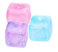 HONITANO 3Pcs Glitter Sequin Stress Cube Lightweight Tpr Squeezing Plaything with Strong Sensory Fidget for Party and Anxiety Relief Pink Purple Blue