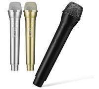 HONITANO 3pcs ’ Microphone Props Set - Realistic Plastic Stage Performance Fake Microphones in Black, Gold, and Silver - Pretend Play for Party and Karaoke