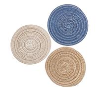 HONITANO 3Pcs Miniature Doll House Floor Mats Set, Small Plush Rugs in Beige, Brown, and Blue for DIY Dollhouse Decoration and Mini Furniture Accessories