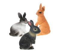 HONITANO 3pcs Realistic Simulation Rabbit Model for Lifelike Bunny Figures in Yellow Gray Black Educational Animal Figurines for Birthday and Christmas