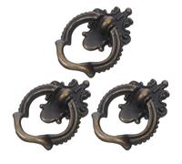 HONITANO 3pcs Retro Iron Cabinet Pull Handles, Vintage Single Hole Drawer Rings with Screws for Kitchen Cupboard, Wardrobe and Furniture Hardware Storage