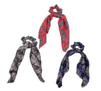 HONITANO 3pcs Retro Long Tail Hair Rope with Chiffon Scarf Hair Ties for Women Stylish Printed Ponytail Bands Random Color Random Color