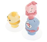HONITANO 3Pcs Self Adhesive Toilet Lid Pull Handles Bathroom Toilet Lifter for Clean Hygiene Easy Installation No Drill Seat Pullers with Cute Yellow Duck Pink Rabbit Blue Goose Design