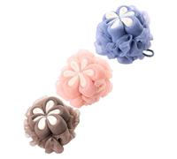 HONITANO 3Pcs Soft Bath Loofah Sponges for Gentle Exfoliating and Massage Comfortable Shower Scrubbers for Family Use Random Color Mesh Pouf for Supple Smooth Skin Care Random Color