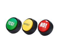 HONITANO 3pcs Sound Effect Buttons for Prank and Party Funny Electronic Yes No Maybe Playthings Without Batteries Game Props for Office Home and Entertainment