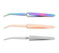 HONITANO 3pcs Stainless Steel Manicure Tweezers with C Curved Nail Pinchers for Precise Nail Art Rhinestones Picking Clip Acrylic UV Gel Tips Sculpting Tool and Extensions