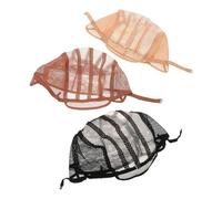 HONITANO 3pcs Stretchable Elastic Wig Caps for Women Breathable Mesh Dome Hairnet in Black Beige Brown Comfortable Invisible Fit for Secure Hold Natural Look
