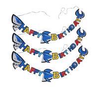 HONITANO 3PCS Under the Sea Party Banner Ocean Beach Themed Shark Decorations for Birthday Party Supplies Reusable Garland Bunting Flags