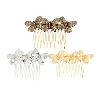 HONITANO 3pcs Vintage Butterflies Hair Comb Set Metal Headdress for Women Bridal Wedding Accessories Gold Silver Antique Bronze