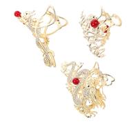 HONITANO 3pcs Vintage Dragon Rhinestone Hair Claw Clips Metal Jaw Clips with Strong Grip for Women Comfortable Asian Style Hair Accessories for Spring Festival and Daily Wear Chinese Year