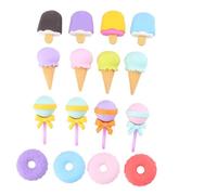 HONITANO 4 Boxes Creative Fruit Animal Shaped Pencil Erasers with Ice Cream Lollipop Doughnut Cone Designs Soft Cartoon Stationery for School Fun Collectible Students