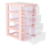 HONITANO 4-layer Drawer Storage Box for Desk Plastic Dustproof Organizer for Makeup Office Supplies and Stationery Pink