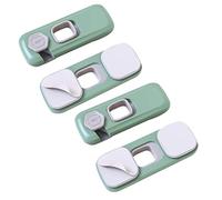 HONITANO 4 Pcs Safety Cabinet Locks for Boy Girl Rotation Button Easy One Second Lock for Refrigerator Cupboard Safety Proofing Gray Green