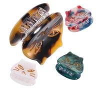 HONITANO 4 Pcs Small Cute Cat Hair Clips Decorative Claw Clips for Women and Girls, Acetate Material Hair Accessories in Green Leopard Red Blue Mermaid Colors, Everyday Styling