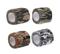 HONITANO 4 Rolls Outdoor Camouflage Self-Adherent Non-Woven Fabric Wraps for Finger Sports Protection Breathable Lightweight Dressing Tape for Hiking Basketball Tennis