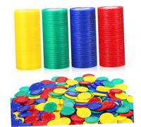 HONITANO 400 Pcs Poker Chips Counting Markers for Bingo Games Math Party Supplies with Vibrant Yellow Red Blue Green Colors