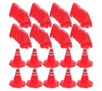 HONITANO 40pcs 40pcs Mini Plastic Traffic Signs and Roadblocks for Red PP Cones and Barricades Sand Table Playset for DIY Models Educational Interactive Traffic Safety