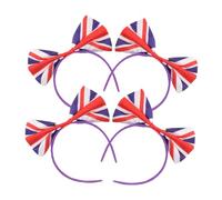 HONITANO 4pcs Bow Headdress Uk Flag Headbands for Women Hair Bands Party Hair Accessory for Sport Competition