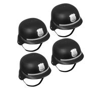 HONITANO 4pcs British Bobby Helmet Black Cap Costume Role Play Accessory for Halloween Party Educational Justice Roleplaying