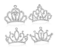 HONITANO 4pcs Crystal Princess Crown Comb Silver Tiara Hair Accessories with Rhinestones for Birthday Parties and Photography Events Lightweight Comfortable Design
