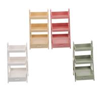 HONITANO 4pcs Dollhouse Furniture Accessories Display Shelf for Mini Plants Succulents and Trinket Storage Portable DIY Dollhouse Decor in Pink Apricot White Green