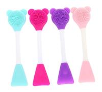HONITANO 4Pcs Double-head Silicone Face Cleansing Brush with Mask Applicator for Gentle Exfoliating Deep Cleaning and Even Skincare Application Portable Facial Tools for Women