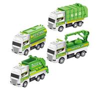 HONITANO 4pcs Friction Powered Mini Sanitation Truck for Plastic Garbage Vehicles with Smooth Edges Educational Car for Boys Random Style