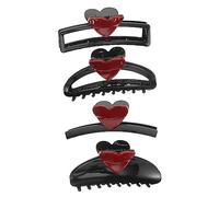 HONITANO 4pcs Heart Claw Clips for Women in Classic Black Red Unique Hair Accessories for Party Hair Clips