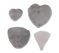 HONITANO 4pcs Heart Shaped High Density Powder Puff Gray Soft Makeup Applicator for Loose Powder Foundation with Strap Easy to Use and Wash