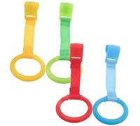 HONITANO 4pcs Infant Crib Pull Rings Baby Bed Stand up Rings for Boys and Girls Exercising Self-Confidence Lightweight Plastic and Nylon Easy to Carry Walking Learning Aid