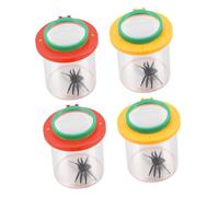 HONITANO 4pcs Insect Observation Boxes with Magnifier Lid Lightweight Portable Bug Viewer Jars for Outdoor Nature Exploration Educational Teaching Apparatus