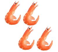 HONITANO 4pcs Lifelike Artificial Shrimp Food Props PVC Simulated Seafood Decoration for Photography Display Home Party Craft