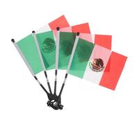 HONITANO 4pcs Mexican Bike Handlebar Flag Mexican Bicycle Flag with Pole Distinctive Mexico Design Cloth Lightweight Increased Safety Cycling Events Outdoor Exploration
