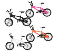 HONITANO 4pcs Mini Alloy Mountain Bike Models Simulation Realistic Design Finger Bikes for Collectors and Desktop Display in Black White Pink Orange