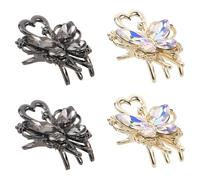 HONITANO 4pcs Mini Rhinestone Butterfly Hair Clips Sparkly Metal Claw Clips for Women Lightweight Secure Hold Fancy Small Barrettes for Weddings Parties Daily Fashion