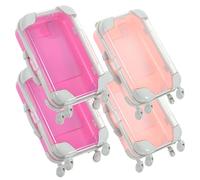 HONITANO 4pcs Mini Suitcase Makeup Tool Holder Travel Cosmetic Carrying Case Small Eyelash Organizer Compact Lash Storage Box for Professional Use